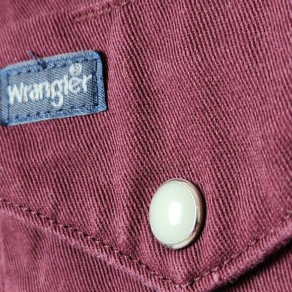 Vtg 90s Wrangler Mens L Pearl Snap Buttons Western Yoke Southwestern Chore Wear - Picture 6 of 14